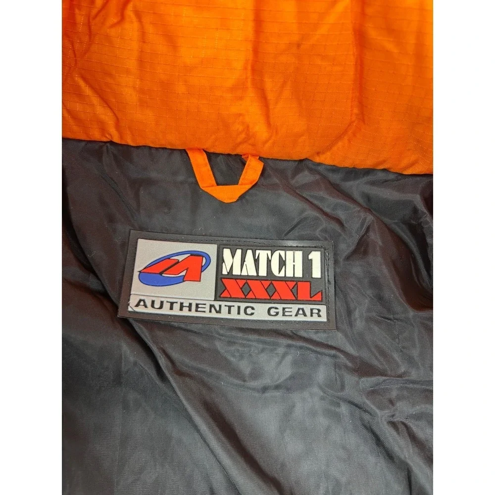 Vintage MATCH 1 Orange Quilted Puffer Parka Hooded Jacket Mens‎ Size L NEW